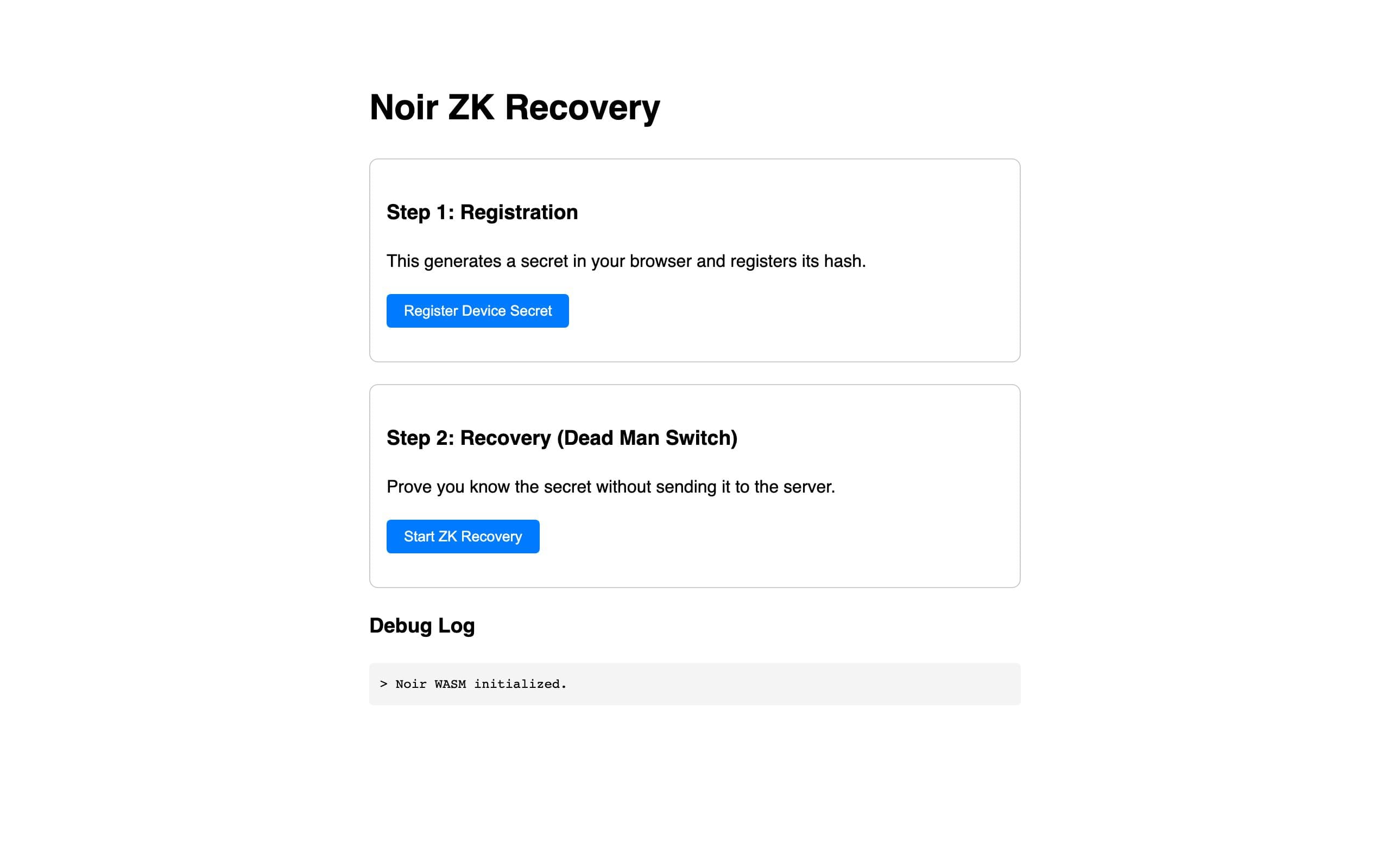 Noir ZK Recovery Demo